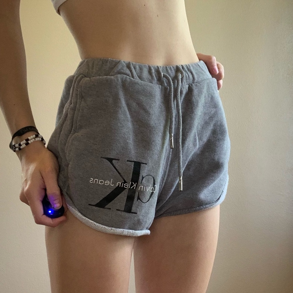 calvin klein grey and black sweat shorts